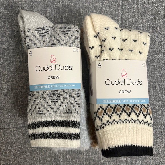 Cuddl Duds Accessories - Cuddl Duds Women's Crew Socks - Black, Gray, and Cream Patterns